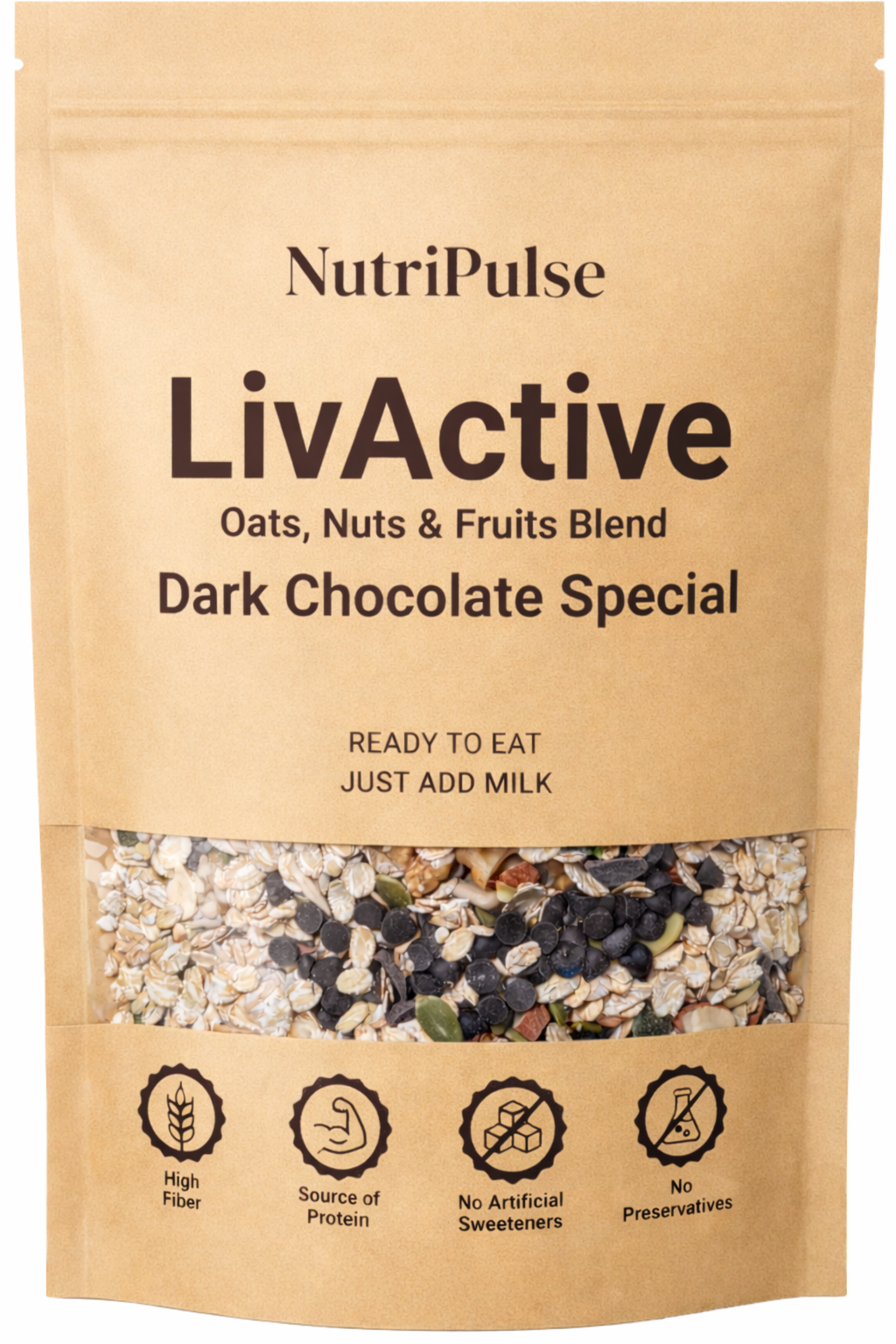 NutriPulse Oats With Nuts – Dark Chocolate Breakfast Mix